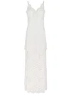 Rabanne Ivory White Long Dress With Lace-effect In White