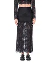 Rabanne Black Viscose Jersey And Lace Midi Skirt