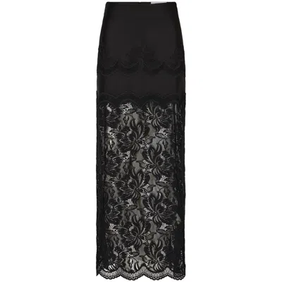 Rabanne Lace Maxi Skirt In Black