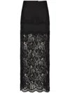 Rabanne Black Viscose Jersey And Lace Midi Skirt In Black