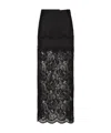 Rabanne Black Viscose Jersey And Lace Midi Skirt In Black