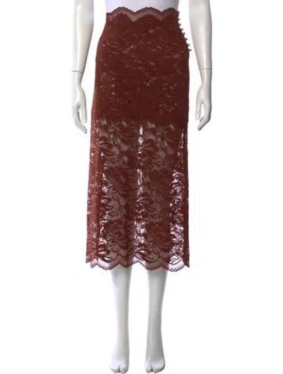 Pre-owned Rabanne Lace Midi Length Skirt W/ Tags In Brown