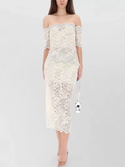 Rabanne Lace Midi Off Shoulder Top Sheer In White