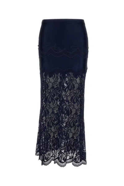Rabanne Lace Midi Skirt In Blue