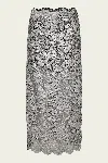Rabanne Midi Skirt With Scalloped Waistline And Metallic Lace Fabric In Gray