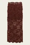 Rabanne Lace Midi Skirt In Cinnamon Brown In Burgundy