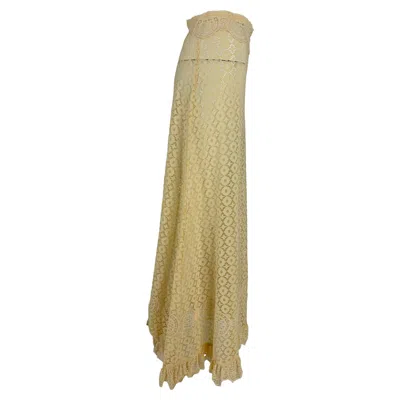 Pre-owned Rabanne Lace Midi Skirt In Yellow Polyamide In Animal Print