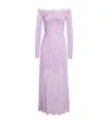 Rabanne Womens French Lavander Off-shoulder Long-sleeves Lace Midi Dress In Purple