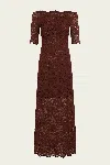 Rabanne Off-the-shoulder Brown Midi Dress With Twisted Knot Detail In Brown