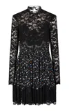 Rabanne Lace-paneled Crepe Mini Dress In Black