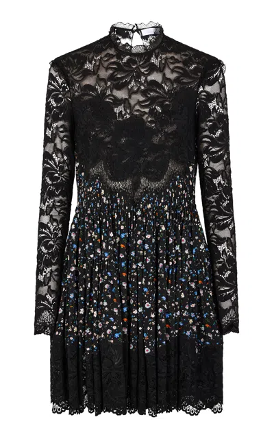 Rabanne Lace-paneled Crepe Mini Dress In Black