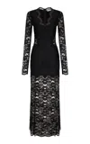 Rabanne Long-sleeve Lace Maxi Dress In Black