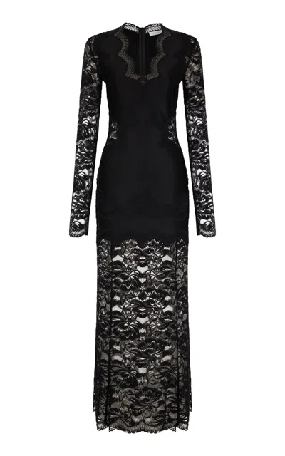 Rabanne Lace-paneled Maxi Dress In Black