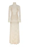 Rabanne Lace-paneled Satin Maxi Dress In Ivory