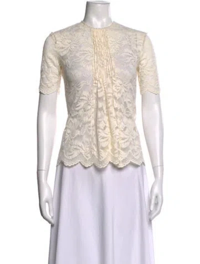 Pre-owned Rabanne Lace Pattern Crew Neck Top In Neutrals