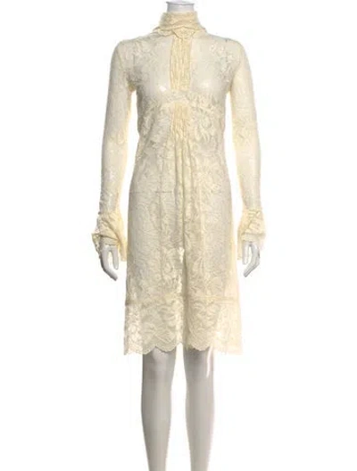 Pre-owned Rabanne Lace Pattern Knee-length Dress In Neutrals