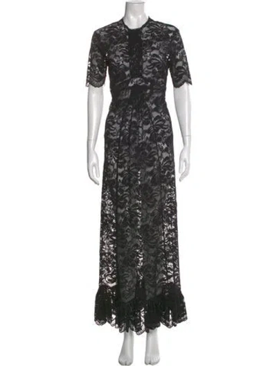 Pre-owned Rabanne Lace Pattern Long Dress In Black