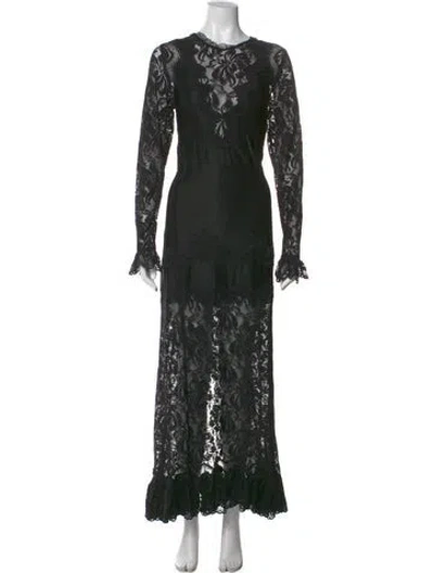 Pre-owned Rabanne Lace Pattern Long Dress In Black