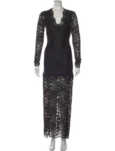 Pre-owned Rabanne Lace Pattern Long Dress In Black
