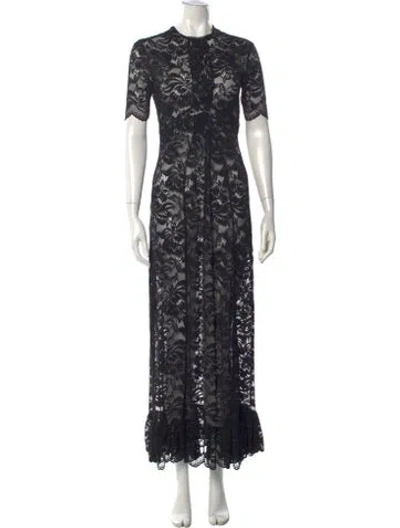Pre-owned Rabanne Lace Pattern Long Dress In Black