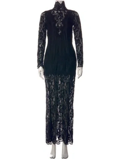 Pre-owned Rabanne Lace Pattern Long Dress In Black