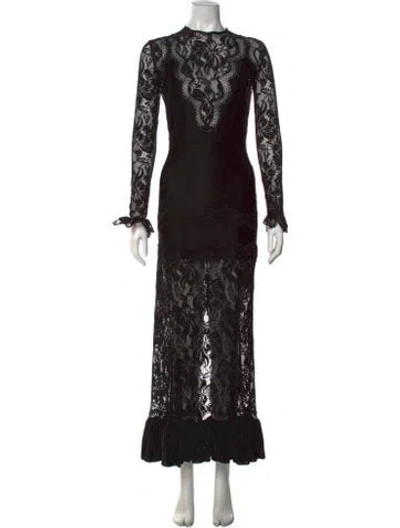 Pre-owned Rabanne Lace Pattern Long Dress In Black