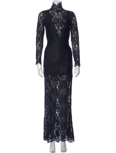 Pre-owned Rabanne Lace Pattern Long Dress In Blue