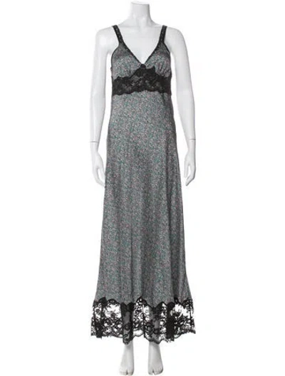 Pre-owned Rabanne Lace Pattern Long Dress In Green