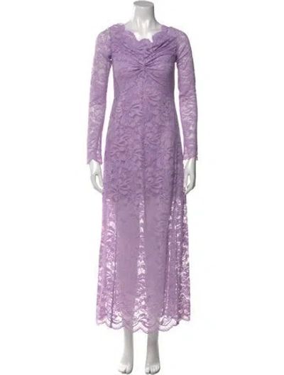 Pre-owned Rabanne Lace Pattern Long Dress In Purple