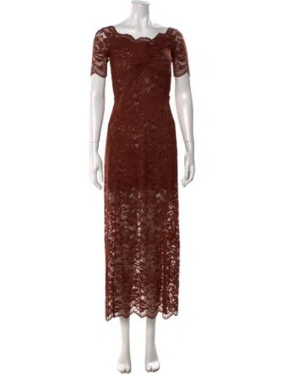 Pre-owned Rabanne Lace Pattern Long Dress W/ Tags In Brown