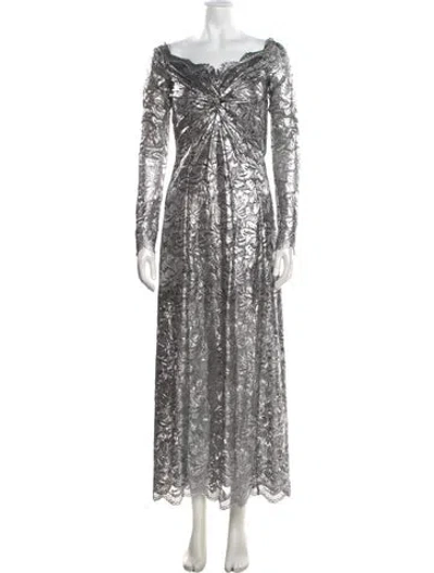 Pre-owned Rabanne Lace Pattern Long Dress W/ Tags In Gray