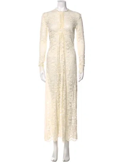 Pre-owned Rabanne Lace Pattern Long Dress W/ Tags In Neutral