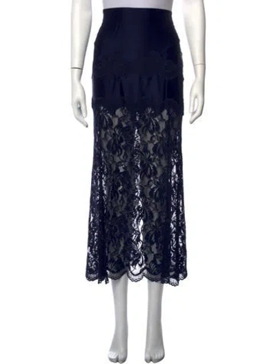 Pre-owned Rabanne Lace Pattern Long Skirt In Blue
