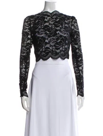 Pre-owned Rabanne Lace Pattern Long Sleeve Top W/ Tags In Black