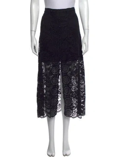 Pre-owned Rabanne Lace Pattern Midi Length Skirt In Black