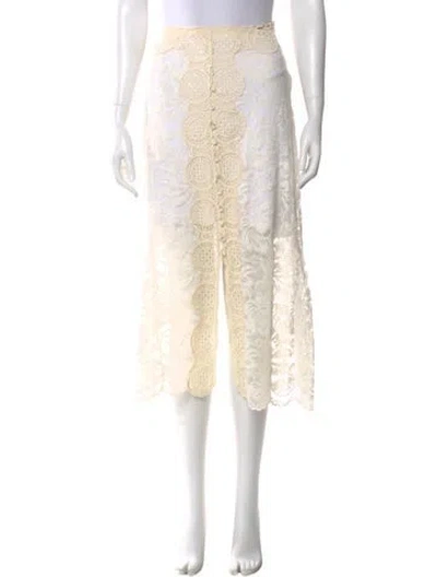 Pre-owned Rabanne Lace Pattern Midi Length Skirt In Neutral