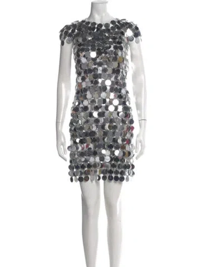 Pre-owned Rabanne Lace Pattern Mini Dress In Silver
