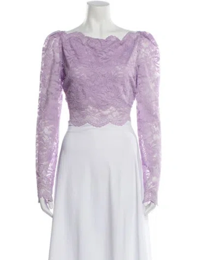 Pre-owned Rabanne Lace Pattern Off-the-shoulder Crop Top In Purple