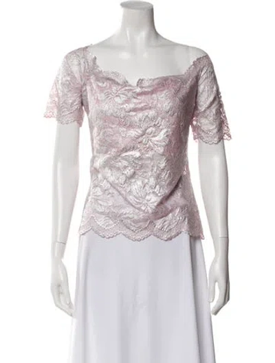 Pre-owned Rabanne Lace Pattern Off-the-shoulder Top In Pink