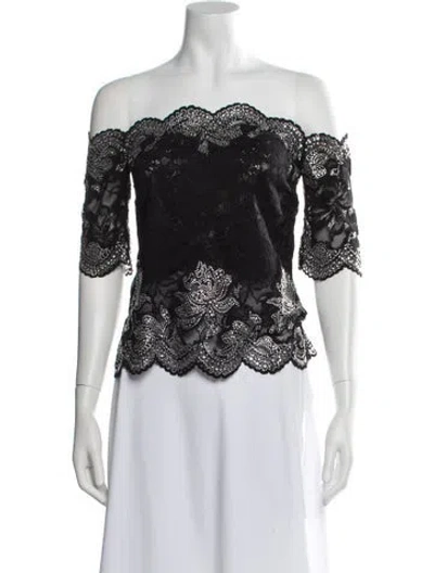 Pre-owned Rabanne Lace Pattern Off-the-shoulder Top W/ Tags In Black