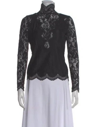 Pre-owned Rabanne Lace Pattern Turtleneck Top In Gray