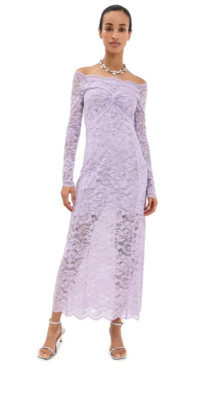 Rabanne Lace Off-the-shoulder Dress In Purple