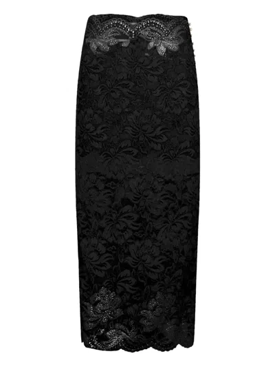 Rabanne Lace Scalloped-hem Skirt In Black