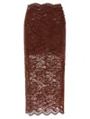 Rabanne Floral Lace Brown Midi Skirt With Scalloped Hem In Brown