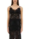 Rabanne Intricate Lace Top With Adjustable Spaghetti Straps