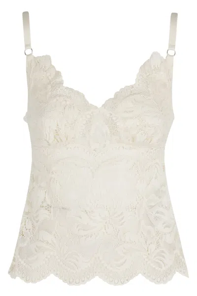 Rabanne Lace Top With Scalloped Hem In Beige