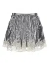 Rabanne Crystal-embellished Lace-trimmed Chainmail Mini Skirt In Silver