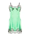 Rabanne Lace-trim Pleated Slip Dress In Green