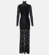 Rabanne Florales Maxikleid Mit Spitzenapplikation In Schwarz