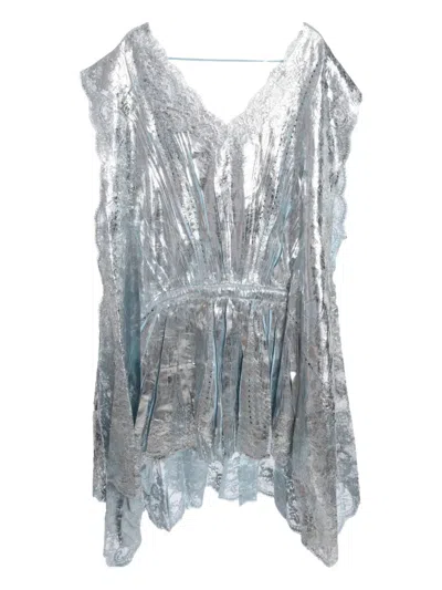 Rabanne Lace-trimmed Metallic Dress